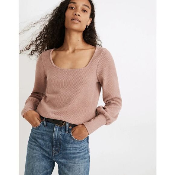 MADEWELL Ottoman Rib Square-Neck Top size small - Picture 2 of 11